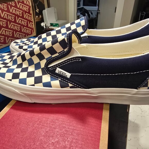 VANS CLASSIC CHECKERBOARD SLIP-ON Blue (VN000D5PBX9) Skateboarding Mens 13 NEW - Picture 1 of 10